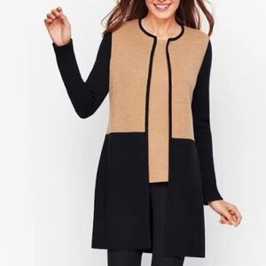 Talbots Black and Tan Colorblock Cardigan